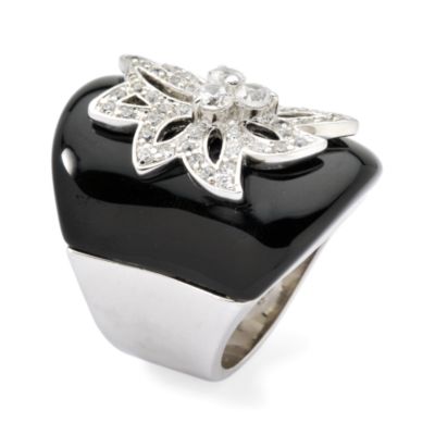 Black Onyx Ring With 1.25 ct. t.w. CZ In Sterling Silver . Size 6 &mdash; Alt Image 2