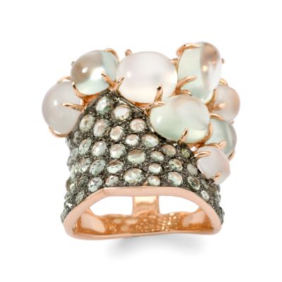Ross-Simons - Green Sapphire, Prehnite, and Moonstone Ring In 18kt Rose Gold - Jewelry, Rings, Clearance :  prehnites ring jewelry sapphires