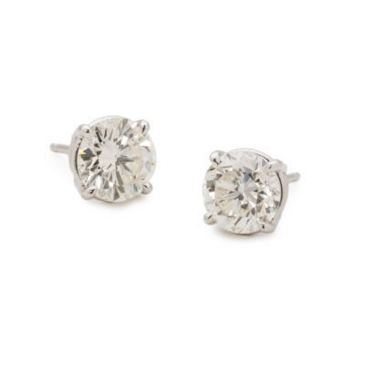 C. 1990 Vintage 2.44 ct. t.w. Round Brilliant Cut Diamond Stud Earrings In 14kt White Gold &mdash; Alt Image 1