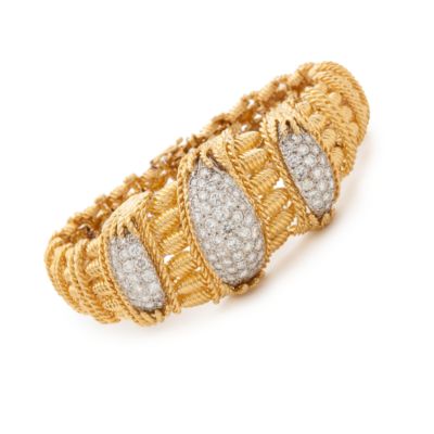 C. 1970 Vintage 4.00 ct. t.w. Pave Diamond Rope Edge Bracelet In 18kt Yellow Gold 6.25" &mdash; Alt Image 1