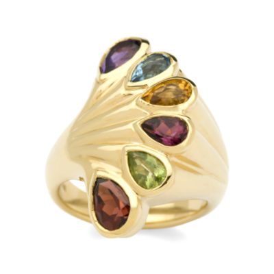 3.55 ct. Tot. Gem wt. Multi-Gem Peacock Ring In 14kt Yellow Gold &mdash; Alt Image 1