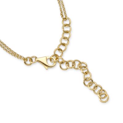 14kt Yellow Gold 2-Strand Textured Disc Necklace With Diamond Accent. 16" &mdash; Alt Image 2