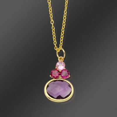 Zoe B 4.05 Carat Amethyst Necklace In 14kt Yellow Gold. 17" &mdash; Alt Image 1
