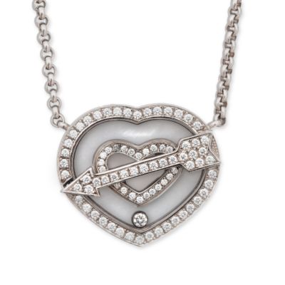 C. 2000 Vintage .75 ct. t.w. Diamond Chopard Arrow Heart Necklace In 18kt White Gold 16.5" &mdash; Alt Image 1