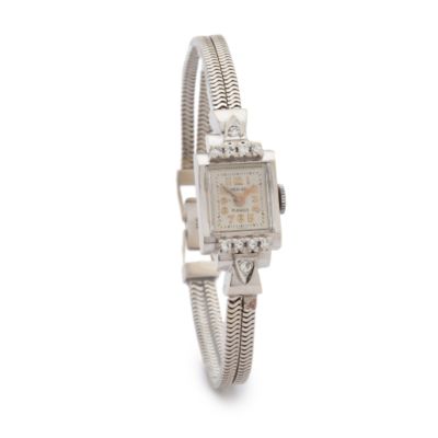 C. 1940 Vintage Den-Ro Women's .30 ct. t.w. Diamond Watch In 14kt White Gold 7" &mdash; Alt Image 1