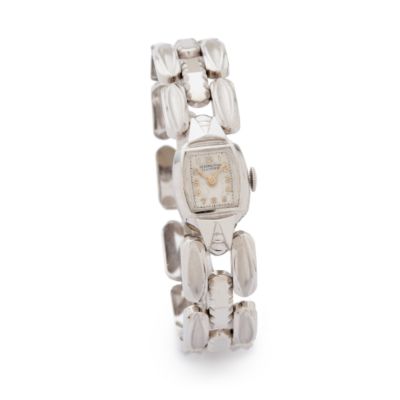 C. 1950 Vintage  Hamilton Women's Watch In 14kt White Gold  6.5" &mdash; Alt Image 1