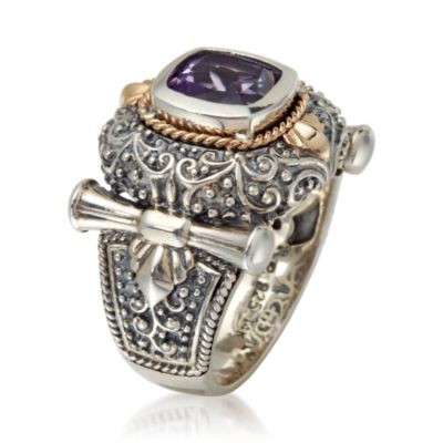1.85 Carat Amethyst Ring In Two-Tone. Size 7 &mdash; Alt Image 2