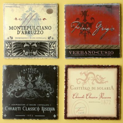 Set of 4 Tuscan Wine Label Wall Tiles  &mdash; Alt Image 1
