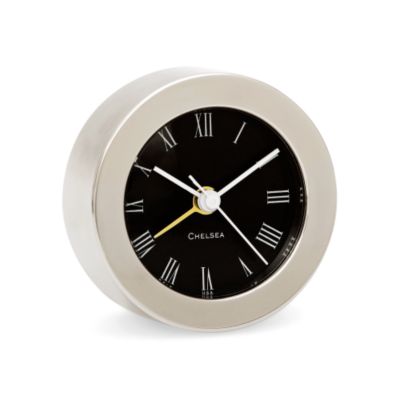 Chelsea Nickel Finish Round Desk Alarm Clock.  &mdash; Alt Image 1