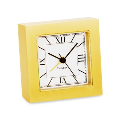 Chelsea Brass Square Desk Alarm Clock. &mdash; Alt Image 1