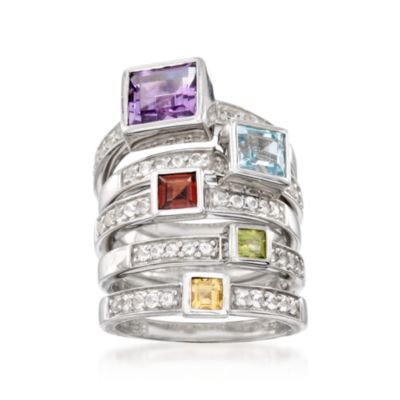 Set of Five 3.45 ct. t.w. Multi-Gem Rings In Sterling Silver &mdash; Alt Image 1