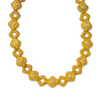 C. 1960  Vintage 1.20 ct. t.w. Round Brilliant Cut Diamond Ridged Necklace In 18kt Yellow Gold 15.5" &mdash; Alt Image 1