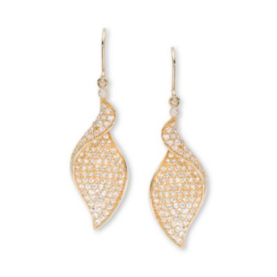 2.90 ct. t.w. CZ Curling Leaf Earrings In Vermeil &mdash; Alt Image 1