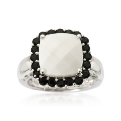 White Agate and Black Onyx Ring In Sterling Silver &mdash; Alt Image 1