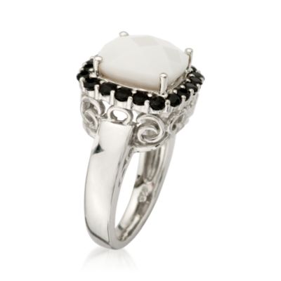 White Agate and Black Onyx Ring In Sterling Silver &mdash; Alt Image 2