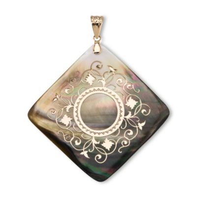 Black Mother-Of-Pearl Pendant In 14kt Yellow Gold &mdash; Alt Image 1