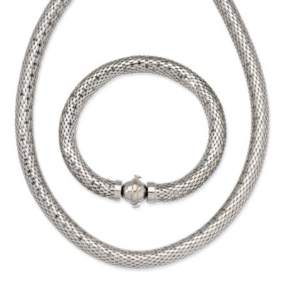 C. 1980 Vintage Necklace Bracelet Set In 14kt White Gold &mdash; Alt Image 2