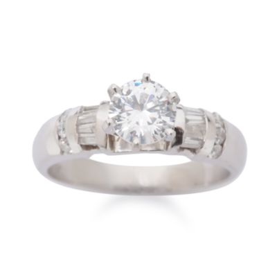 C. 1990 Vintage .25 ct. t.w. Diamond Engagement Ring Setting In Platinum. Size 6.25 &mdash; Alt Image 1