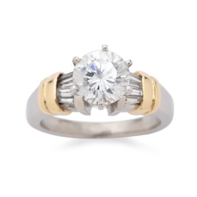 C. 1990 Vintage .24 ct. t.w. Diamond Engagement Ring Setting In Platinum. Size 3.75 &mdash; Alt Image 1