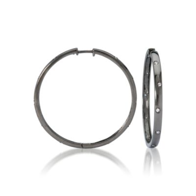 .90 ct. t.w. CZ Hinged Hoop Earrings In Sterling Silver &mdash; Alt Image 1