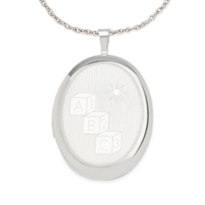 Baby Fingerprint Locket Necklace In 14kt White Gold &mdash; Alt Image 1