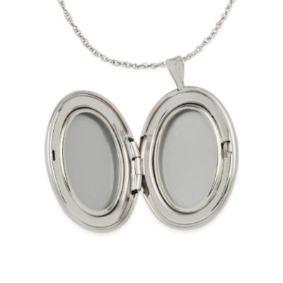 Baby Fingerprint Locket Necklace In 14kt White Gold &mdash; Alt Image 2