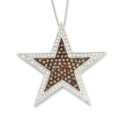 2.65 ct. t.w. Brown and White CZ Star Necklace In Sterling Silver. 16" &mdash; Alt Image 1