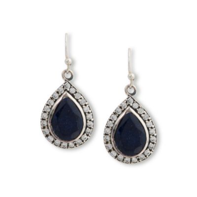 11.40 ct. t.w. Sapphire Teardrop Earrings With CZs In Sterling Silver &mdash; Alt Image 1