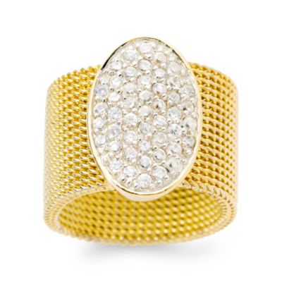 .90 ct. t.w. Pave CZ Ring In Sterling Silver and Vermeil &mdash; Alt Image 1