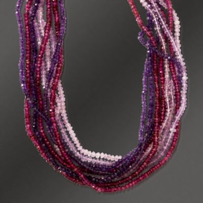 Zoe B Torsade With Amethyst and Rhodolite In 14kt Yellow Gold. 17" &mdash; Alt Image 1