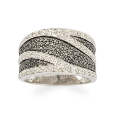 .50 ct. t.w. Black and White Diamond Swirl Band Ring In Sterling Silver &mdash; Alt Image 1