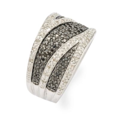.50 ct. t.w. Black and White Diamond Swirl Band Ring In Sterling Silver &mdash; Alt Image 2