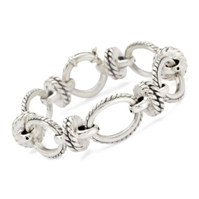 Sterling Silver Rope Design Bracelet. 7" &mdash; Alt Image 1