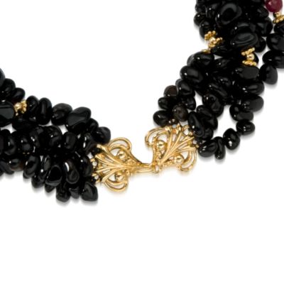 10.00 ct. t.w. Ruby & Black Onyx Necklace In Vermeil &mdash; Alt Image 2
