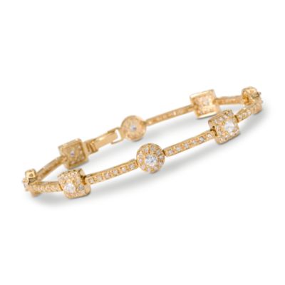 2.70 ct. t.w. CZ Geometric Station Bracelet In Vermeil. 7" &mdash; Alt Image 1