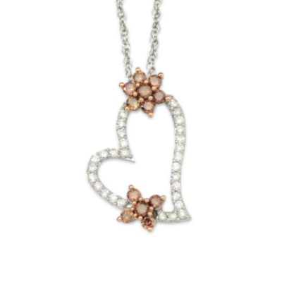 Diamond Open Heart Necklace In 14kt White Gold &mdash; Alt Image 1