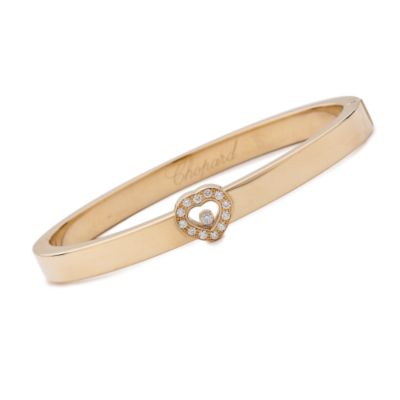 C. 1980 Vintage .24 ct. t.w. Chopard Diamond Heart Bangle Bracelet With Diamond Accent In 18kt Yellow Gold. 6.5" &mdash; Alt Image 1