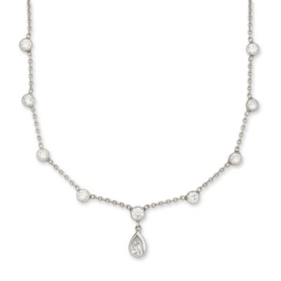C. 1980 Vintage 1.50 ct. t.w. Diamond Necklace In 14kt White Gold. 18" &mdash; Alt Image 1