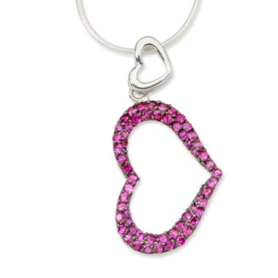 1.95 ct. t.w. Red CZ Heart Necklace In Sterling Silver &mdash; Alt Image 1