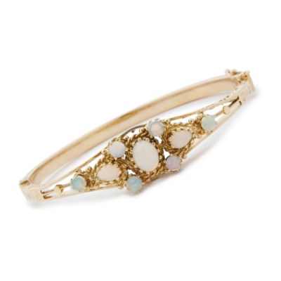 C. 1960 Vintage 2.75 ct. t.w. Opal Bangle Bracelet In 14kt Yellow Gold. 7" &mdash; Alt Image 1