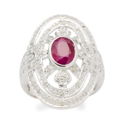 1.50 Carat Ruby Ring With Diamonds In Sterling Silver &mdash; Alt Image 1