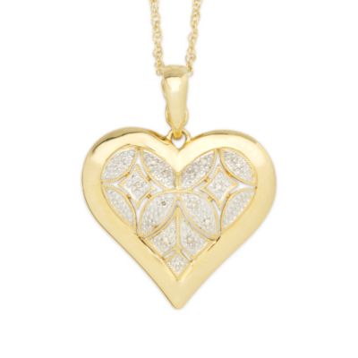 Puffed Heart Necklace With Diamond Accent In 14kt Yellow Gold &mdash; Alt Image 1