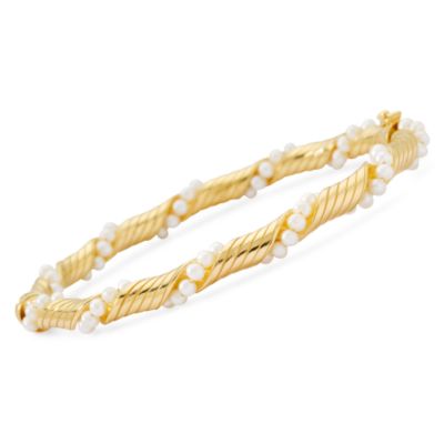 Italian Twisted Cultured Freshwater Pearl Bangle In Vermeil &mdash; Alt Image 1