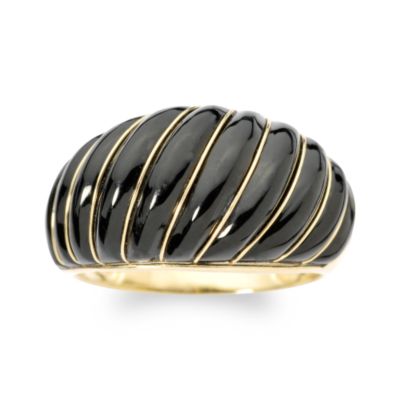 Black Agate Dome Ring In 14kt Yellow Gold &mdash; Alt Image 1