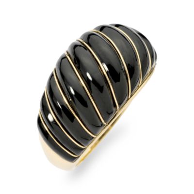 Black Agate Dome Ring In 14kt Yellow Gold &mdash; Alt Image 2