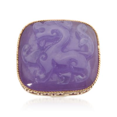 Purple Jade Dragon Ring In 14kt Yellow Gold &mdash; Alt Image 1