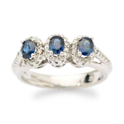 .75 ct. t.w. Sapphire Ring With Diamond  In 14k White Gold &mdash; Alt Image 1