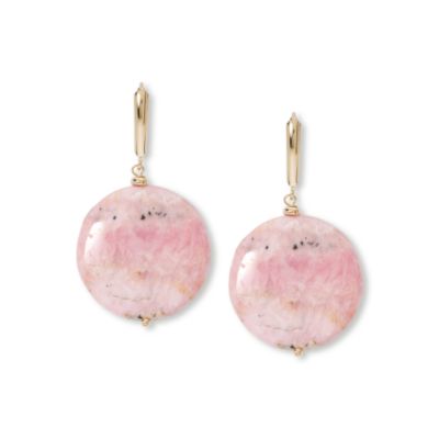 Pink Rhodochrosite Drop Earrings In 14kt Yellow Gold &mdash; Alt Image 1
