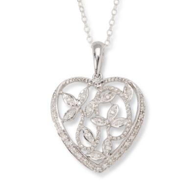 .10 ct. t.w. Diamond Heart Necklace In Sterling Silver &mdash; Alt Image 1