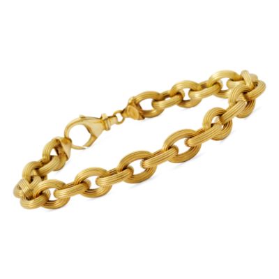 C. 1960 Ribbed 14kt Gold Oval Linked Bracelet. 9" &mdash; Alt Image 1
